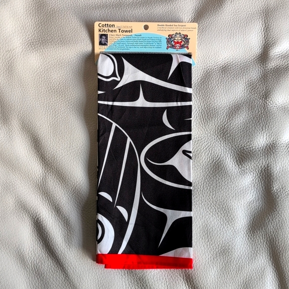 Cotton Kitchen Towel Double Headed Sea Serpent Indigenous Design by Chazz Mack - Picture 2 of 4